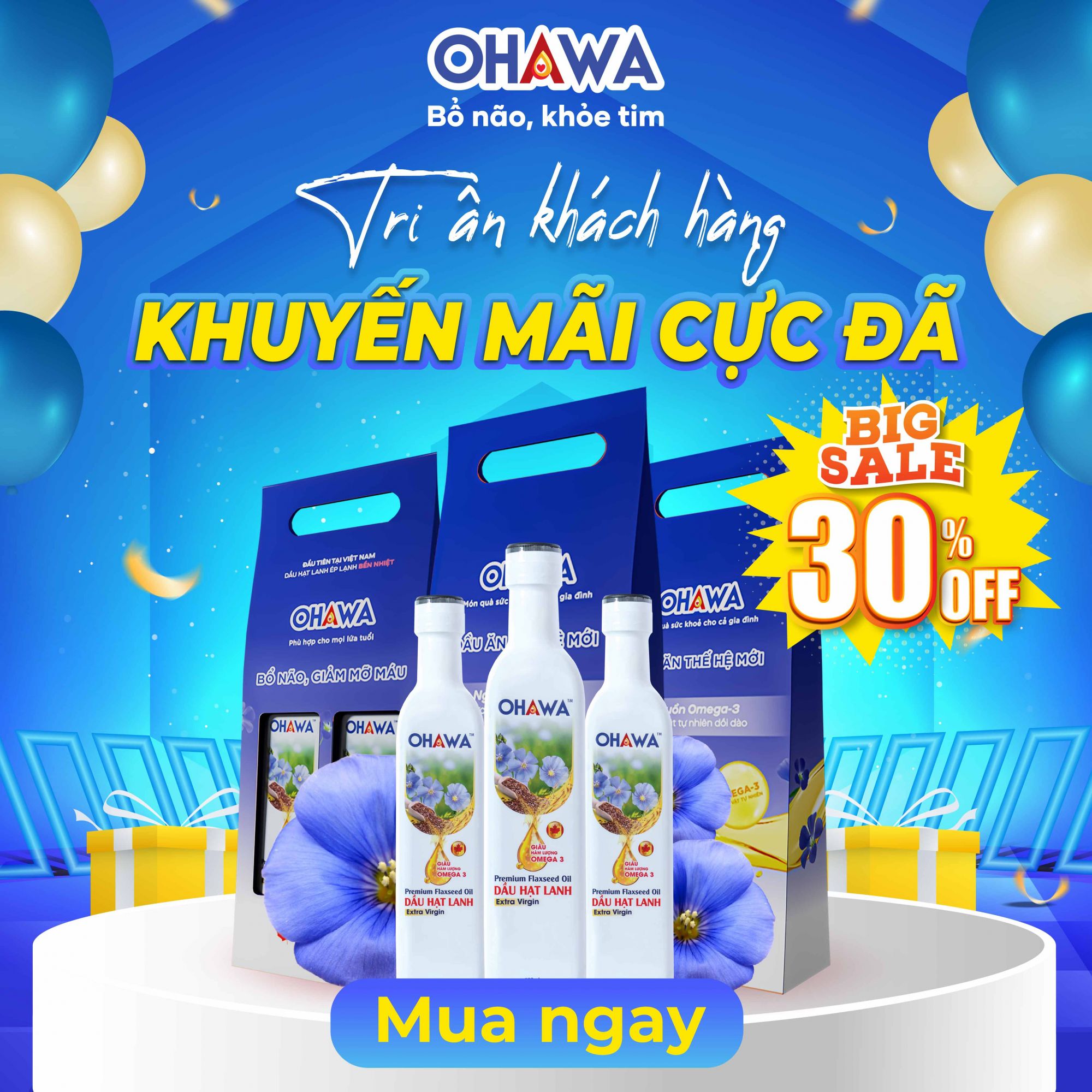 Dầu hạt lanh ép lạnh bền nhiệt cao cấp OHAWA 250ml
